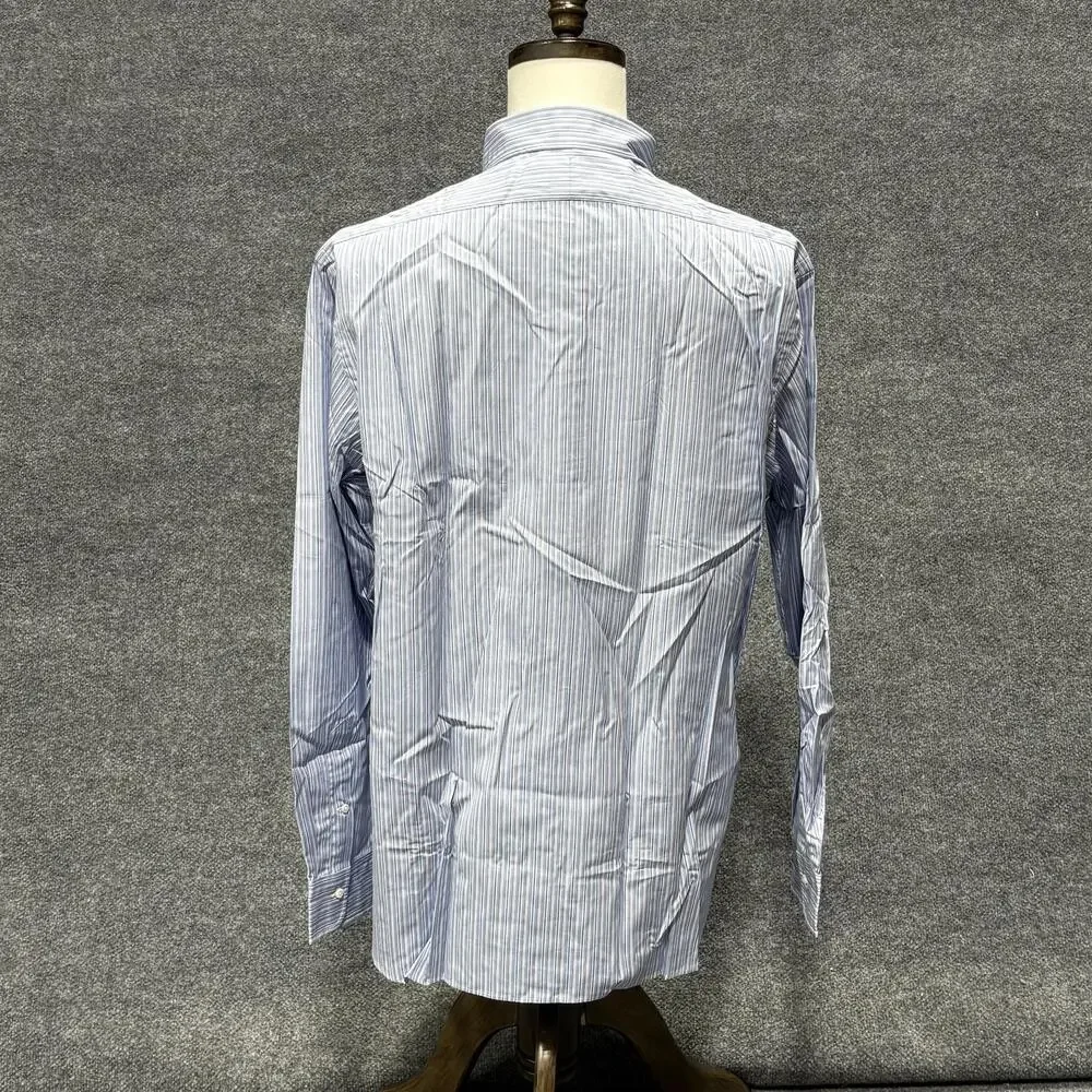 Polo Ralph Lauren Shirt Mens 17 43 Blue Stripe Douglas Classic Dress Button Down